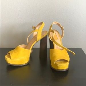 Topshop mustard yellow chunky heel